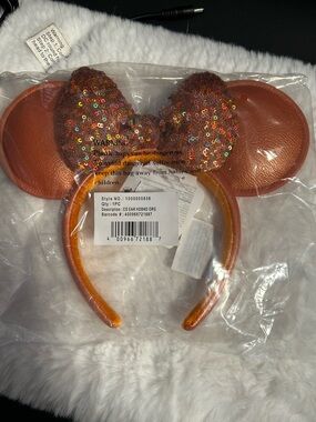 Disney Metallic Orange Sequin Minnie Ear Headband